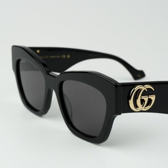 NEW Gucci GG1422S 001 Black Grey Square Women Sunglasses GG 1422S - Picture 1 of 13